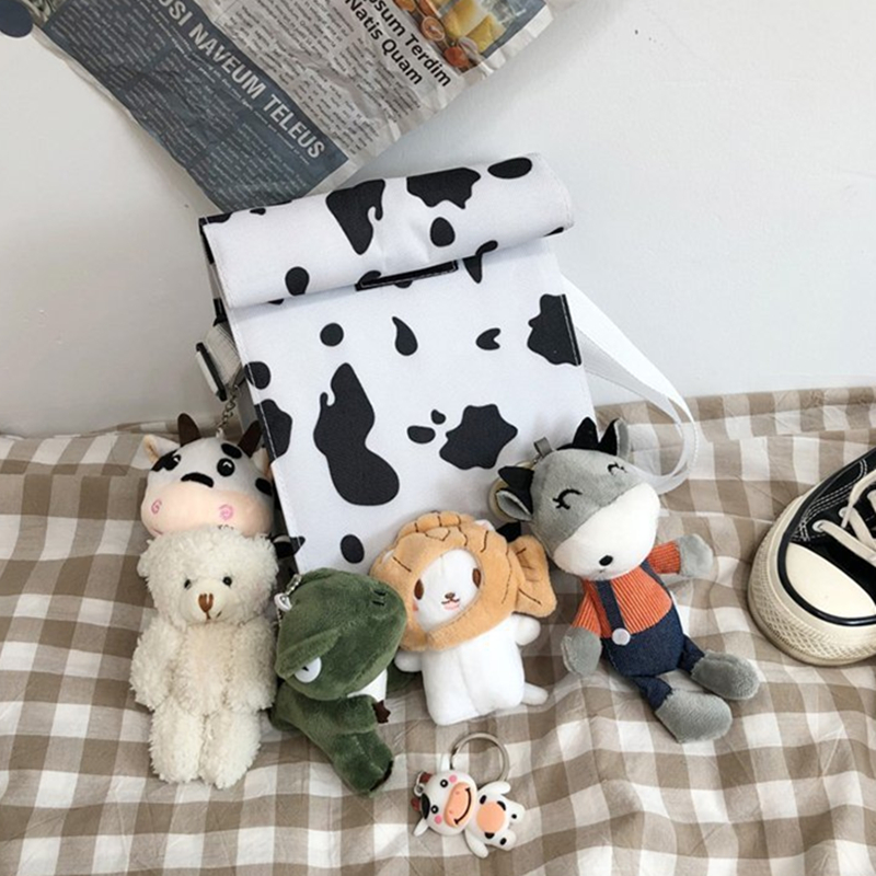 Túi xách bằng vải canvas họa tiết bò sữa dễ thương thời trang cho nữ | BigBuy360 - bigbuy360.vn