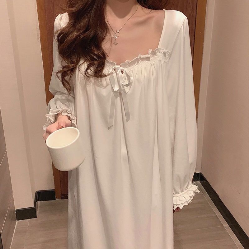 Đầm ngủ công chúa tay dài phối ren phong cách ngọt ngào thời trang xuân thu 2021 dành cho nữ | BigBuy360 - bigbuy360.vn