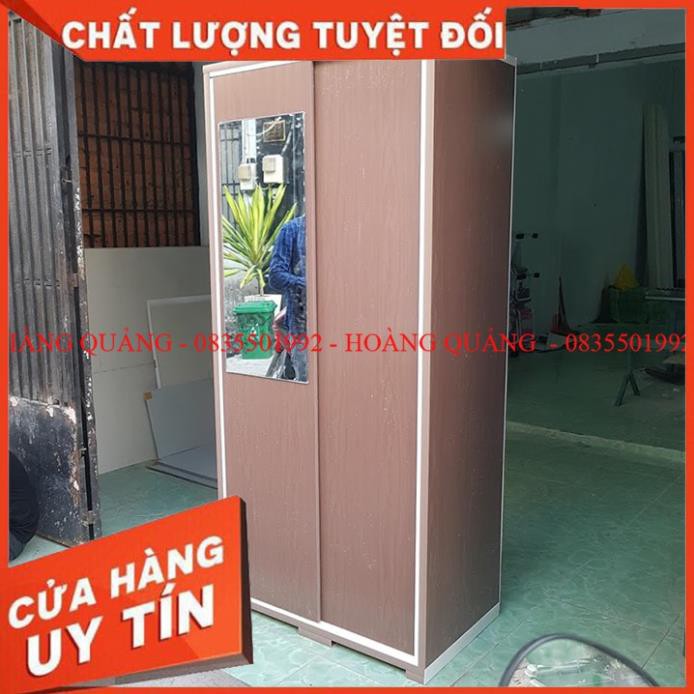 tủ quần áo 2 buồng cánh lùa có gương nhựa cao cấp chống nước