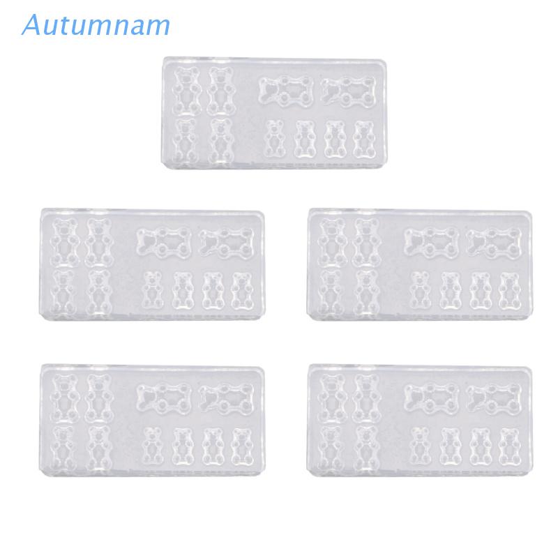 [Hàng mới về] Set 5 khuôn silicon làm đồ trang trí móng tay nghệ thuật hình gấu dễ thương