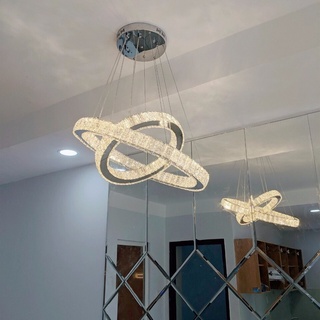 Đèn thả trần phòng khách, bàn ăn, phòng ngủ 2 vòng pha lê TH809A