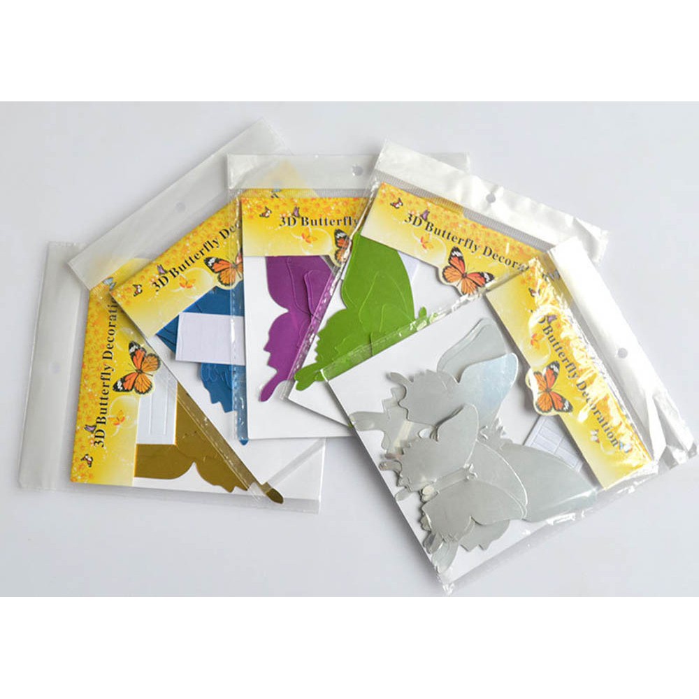 12 Sticker bươm bướm 3D mặt gương trang trí tường cho tiệc cưới độc đáo