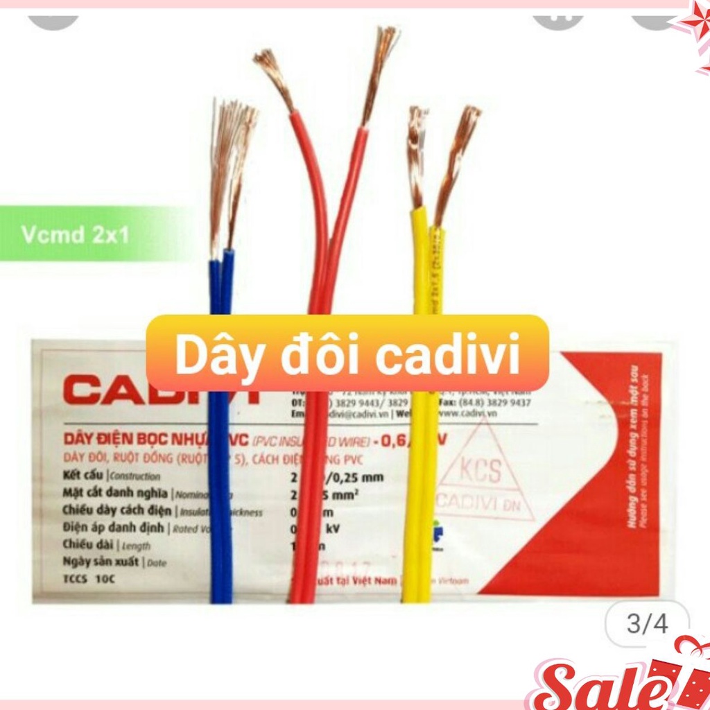 Dây điện đôi CADIVI 2x0,75 mm2 vcmd 2x24 - cuộn 100 mét SALE GIÁ KỊCH SÀN 50 CUỘN THÔI MN NHÉ