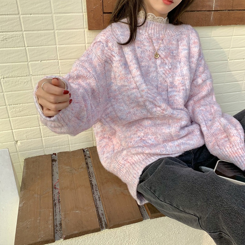 Áo Sweater Dệt Kim Tay Dài Cổ Tròn Dáng Rộng Phong Cách Harajuku Thời Trang Mùa Thu Cho Nữ