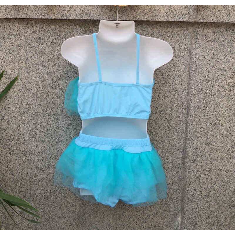 Bikini Bộ Bơi Đồ Bơi Bé Gái 2 Mảnh Rời Bèo Voan Đính Nơ Xinh Xắn Size M  - Hàng Nhập Quảng Châu