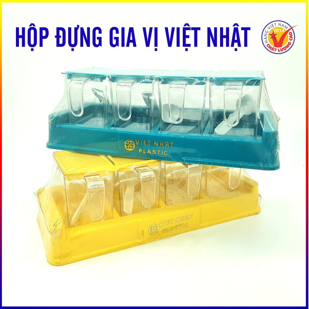 Bộ 4 Hũ Đựng Gia Vị Nhựa Việt Nhật Có Kèm Thìa