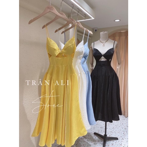 Sẵn_Váy maxi 2 dây khoét eo có mút ngực lên form siêu đỉnh