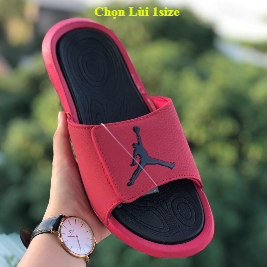 Dép jordan hydro 6 ❤️FREESHIP + HỘP❤️ quai ngang bóng rổ nam nữ JD6 màu đỏ đen, dép bóng rổ, có tem mác, bao bì đầy đủ