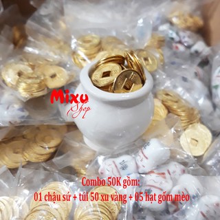 Combo 100 túi xu vàng mini 13mm (mỗi túi gồm 50 xu kim loại mạ vàng)