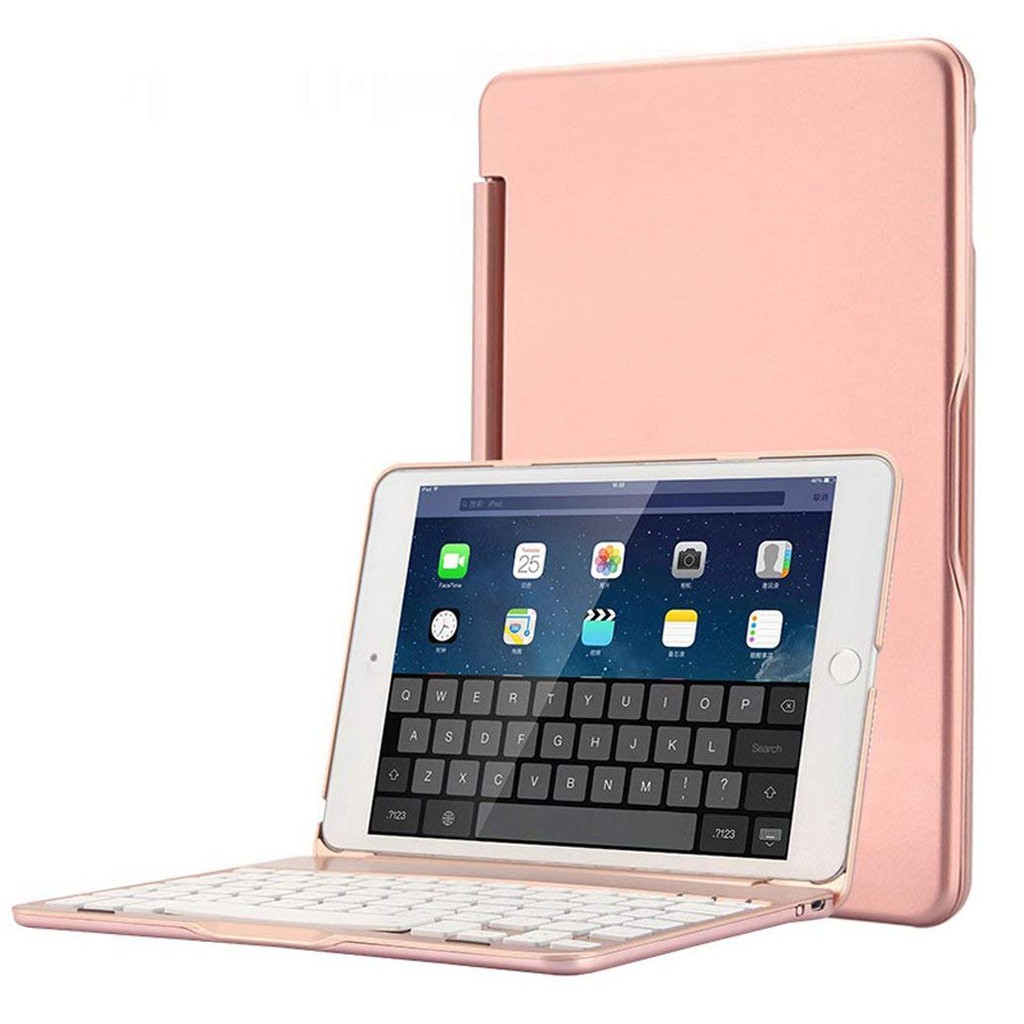 Bàn phím Bluetooth F8S kiêm ốp lưng cho iPad Mini 123 (Rose Gold)