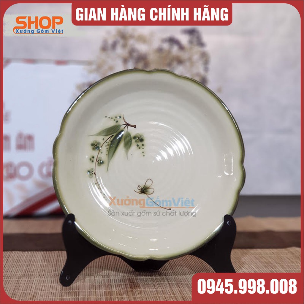 Bộ bát đĩa men sứ xanh vẽ chuồn setup bàn ăn giá rẻ, hàng chính hãng Bát Tràng vừa chất lượng vừa an toàn-XƯỞNG GỐM VIỆT