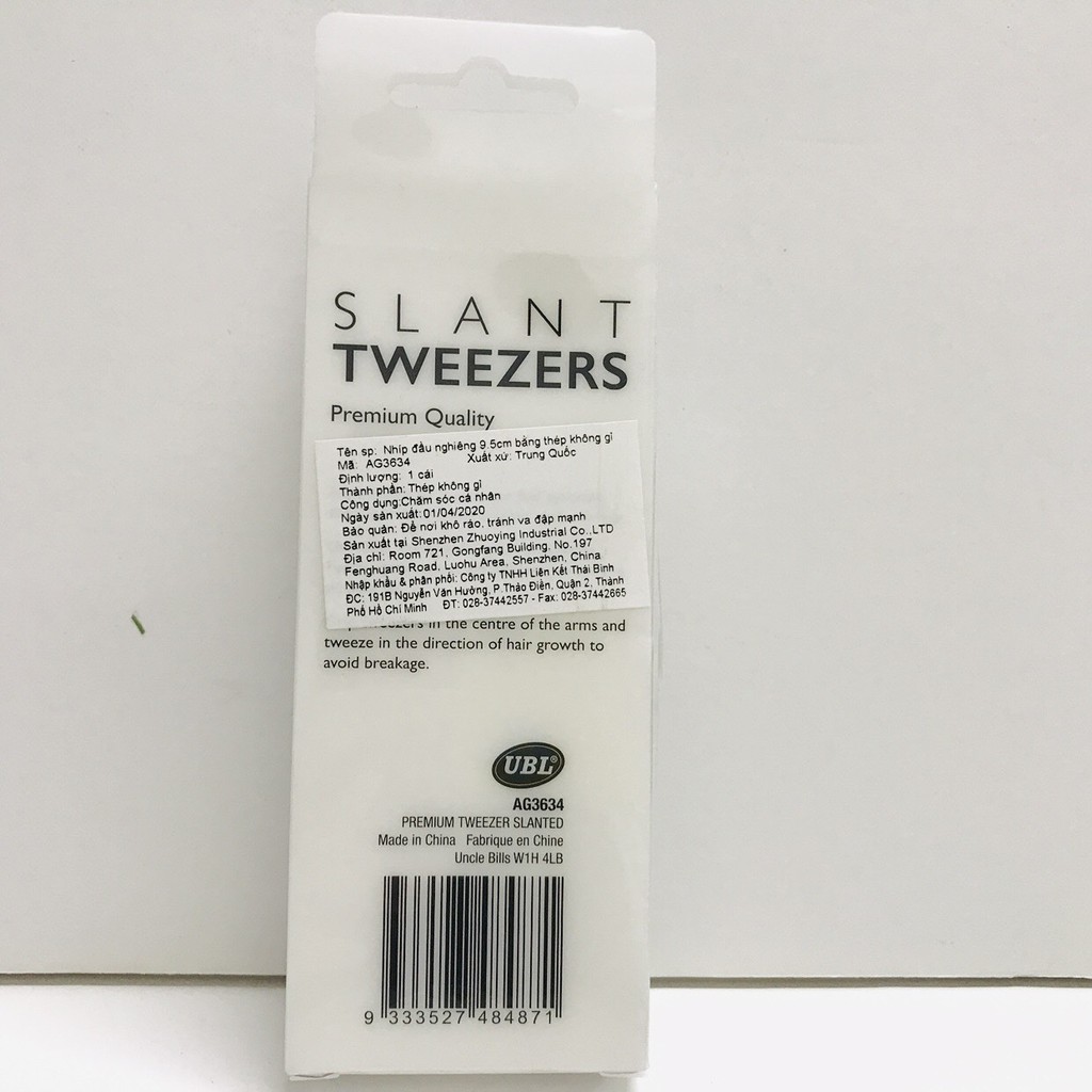 Nhíp đầu nghiêng 9.5cm bằng thép không gỉ Uncle Bills AG3634