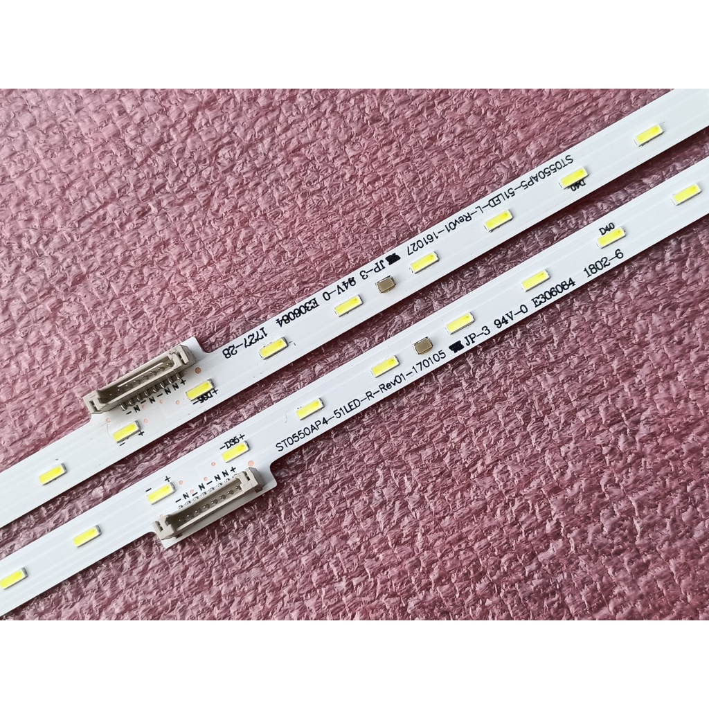 THANH ĐÈN LED VIỀN TIVI SONY 55X8000E 55X8500E 55X7200E HÀNG MỚI 100%, BỘ 2 THANH, MỖI THANH 51 BÓNG 6V, DÀI 60cm