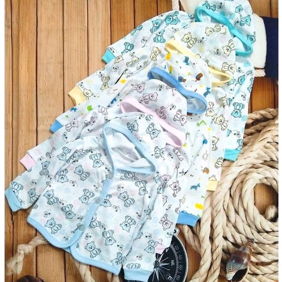 Áo khoác có mũ dài tay họa tiết cho bé trai bé gái, Áo khoác nỉ cotton cho bé sơ sinh