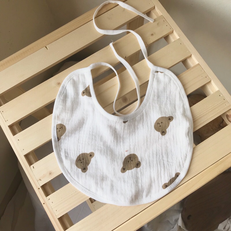 Yếm tròn xô muslin nhăn 4 lớp cho bé