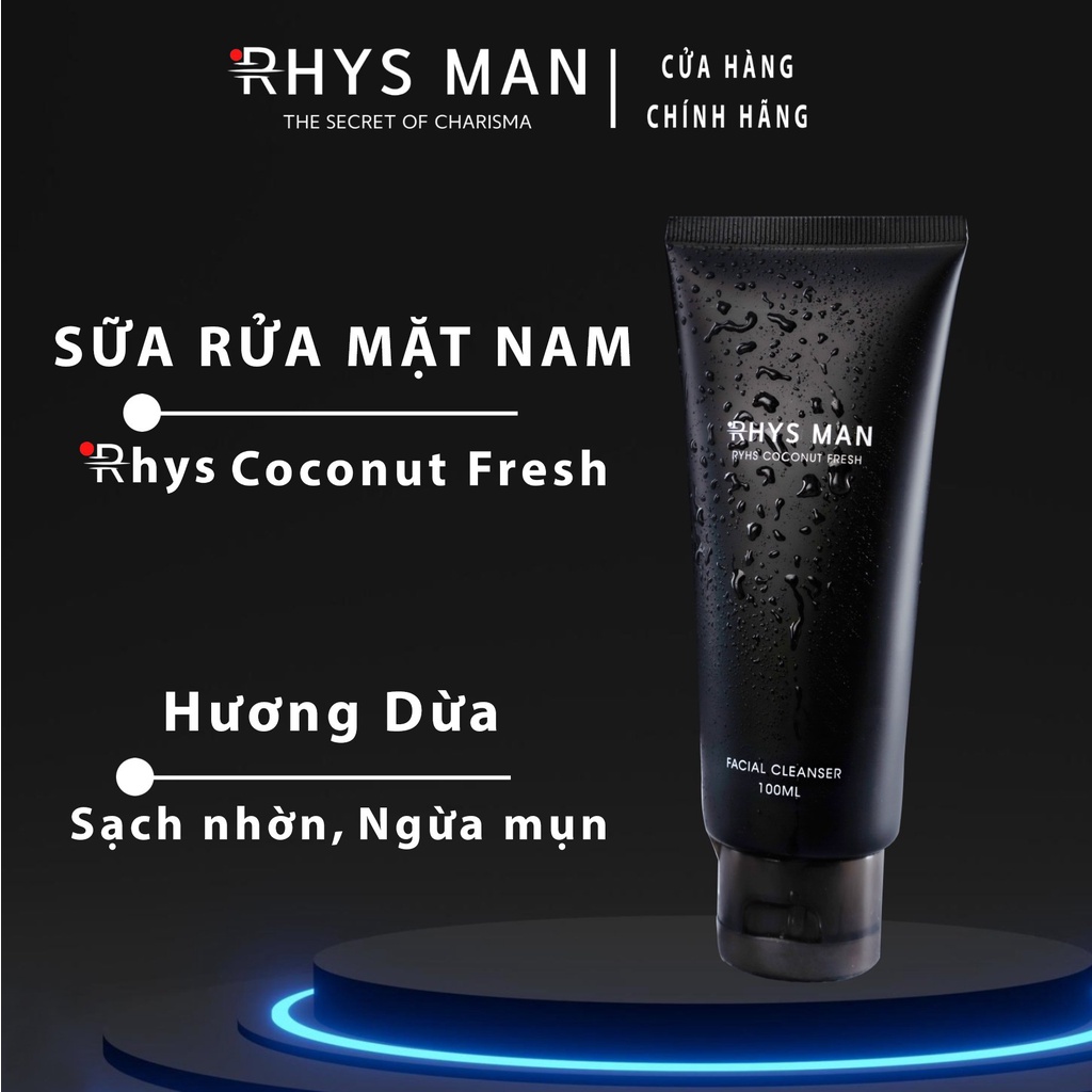 Sữa rửa mặt nam RHYS MAN hương dừa thơm mát Rhys Coconut Fresh 100ml- Hàng chính hãng