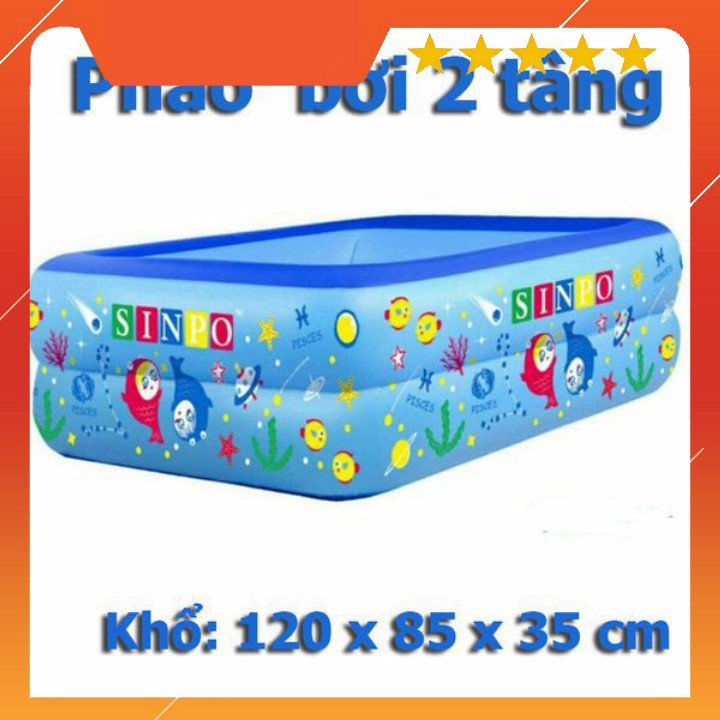 BỂ BƠI, PHAO BƠI TRẺ EM 1,2M CHỮ NHẬT 2 TẦNG GIÁ RẺ NHẤT