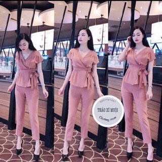 Set bộ xếp ly vai - nơ cột eo