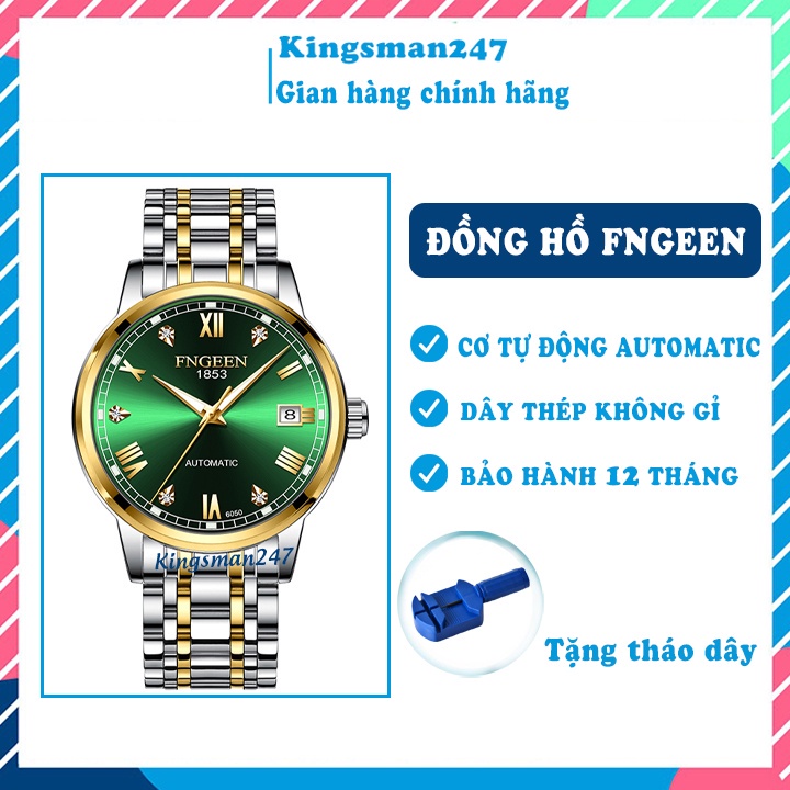 Đồng hồ cơ nam chính hãng Fngeen 6050 dây thép không gỉ, cơ automatic tự động, thời trang sang trọng [Tặng tháo dây] | BigBuy360 - bigbuy360.vn