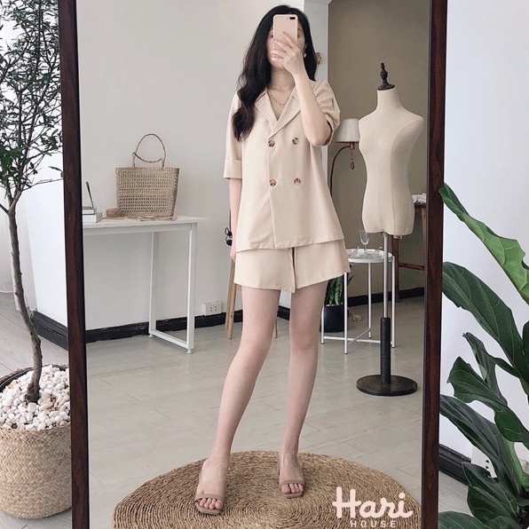 Set vest hè thu Hàn Quốc chất liệu cotton lụa cao cấp