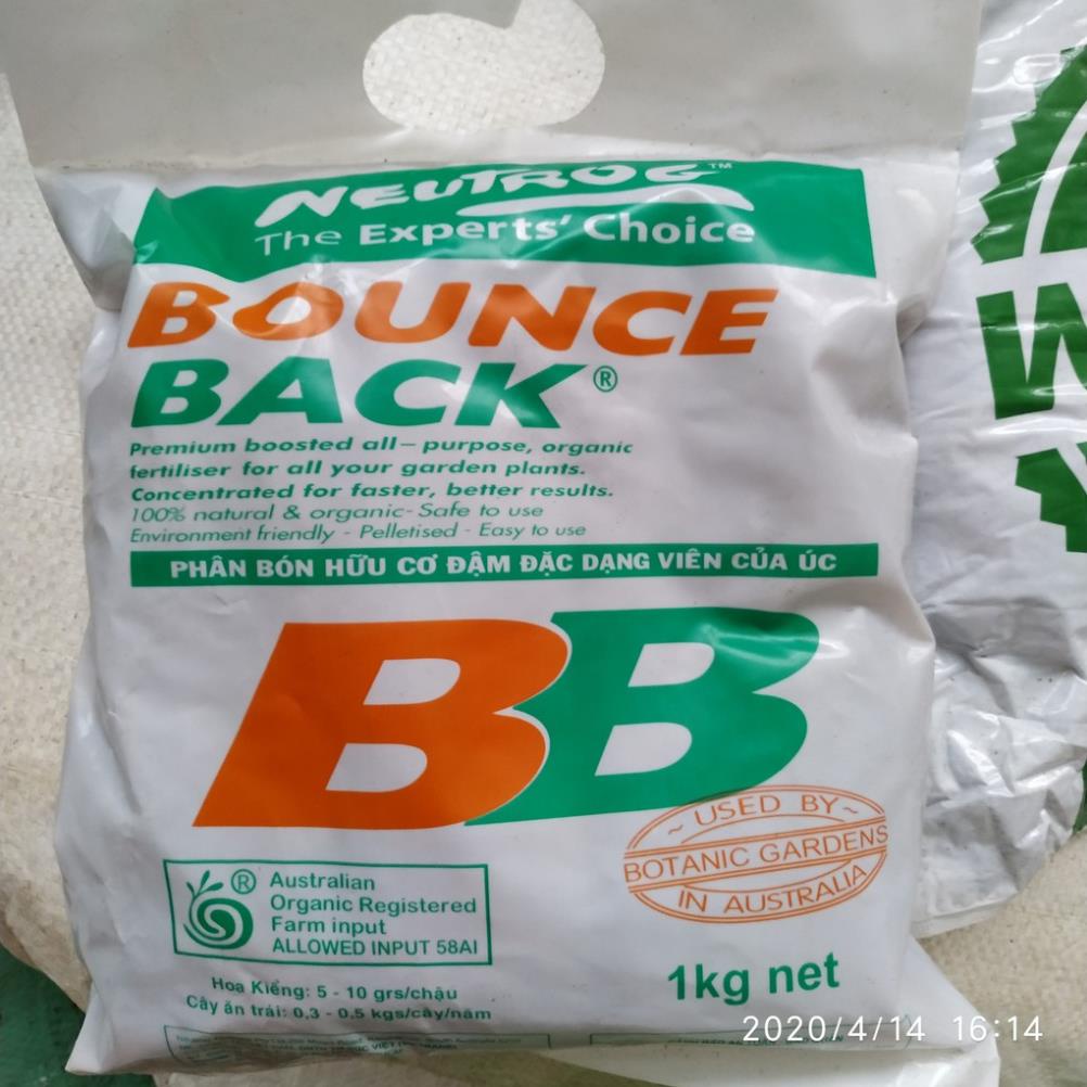 Phân bón hữu cơ đậm đặc dạng viên của Úc Bounce Back có bổ sung vi lượng gói 1kg