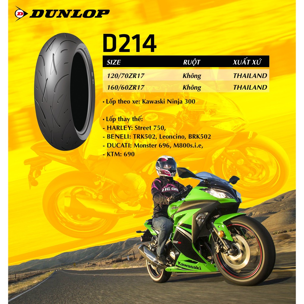 D214-LỐP XE DÀNH CHO XE PHÂN KHỐI LỚN DUNLOP D214 SPORTMAX CHÍNH HÃNG