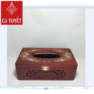 HỘP ĐỰNG GIẤY ĂN BẰNG GỖ HƯƠNG HOA VĂN PHONG THỦY LOẠI ĐẸP - ẢNH THẬT