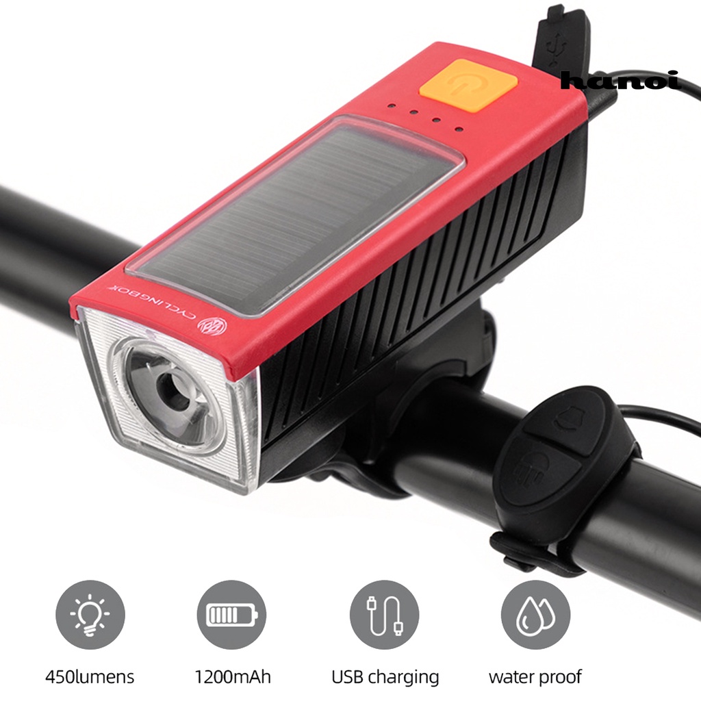Đèn Led Sạc Pin Có Chuông Cảnh Báo Chống Nước Chống Sốc Cho Xe Đạp Ngoài Trời