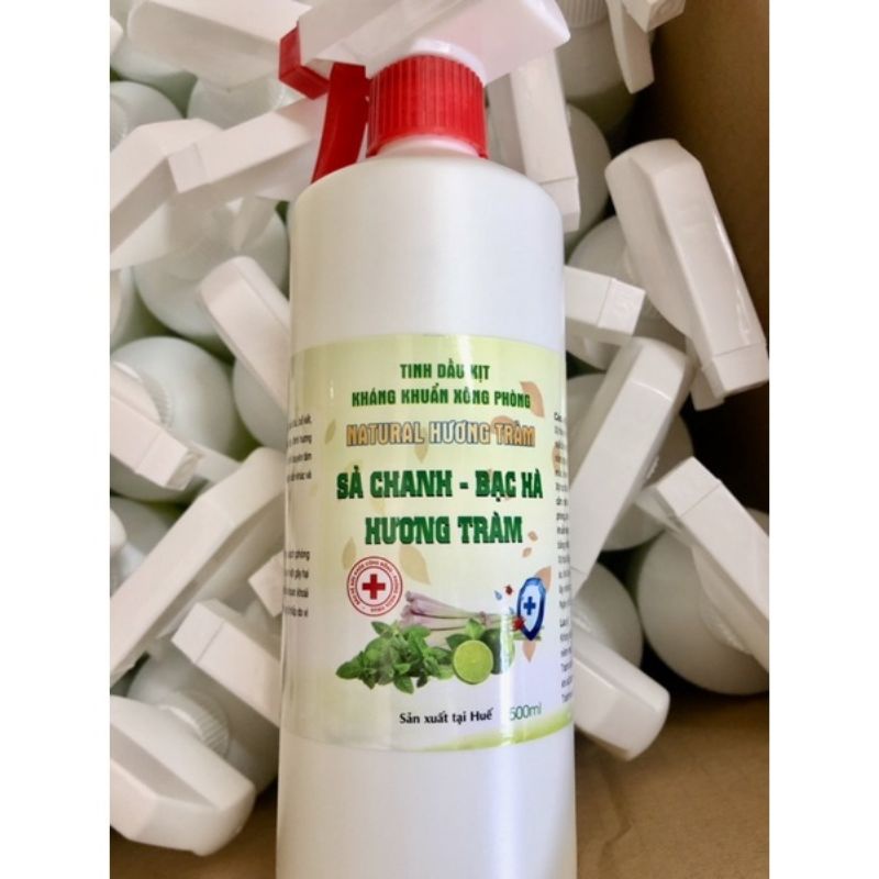 tinh dầu xịt khử khuẩn hương sả, bạc hà, tràm, khuynh diệp 500ml