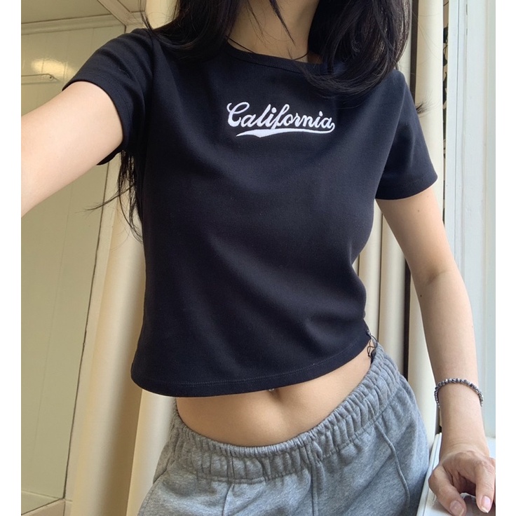 Áo Đen Thêu Chữ Tennis, California , Sweetnothing , Toocool