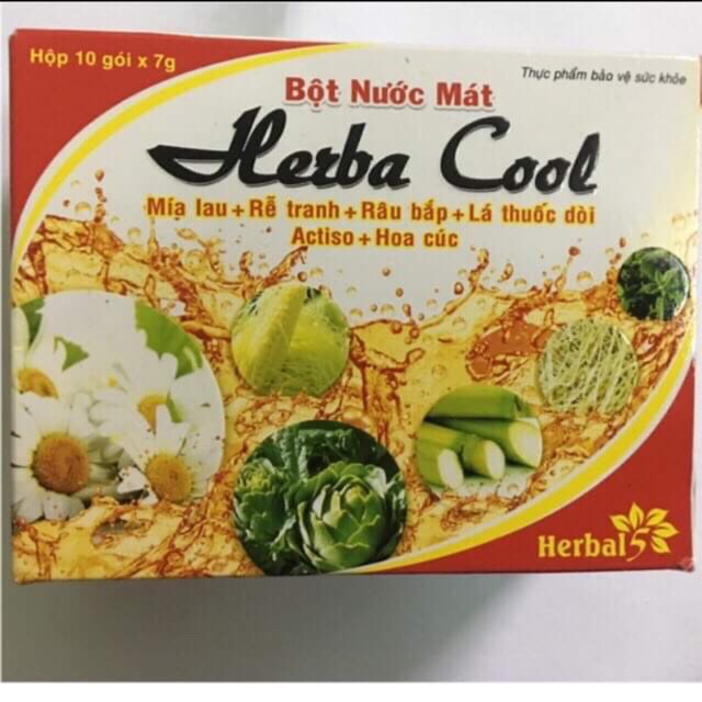 Bột nước mát Herba Cool (Râu bắp-lá thuốc dòi-actiso-rể tranh-mía lau-hoa cúc trắng..)