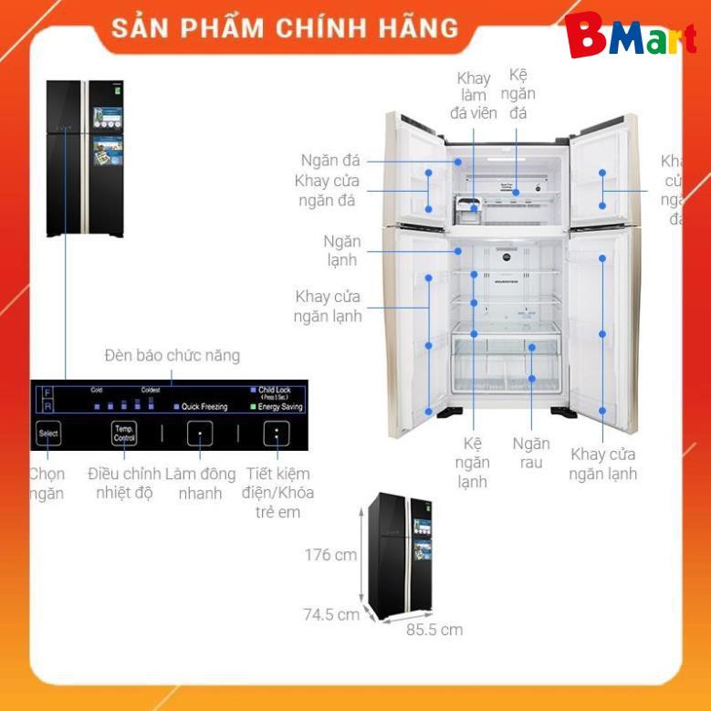 [ VẬN CHUYỂN MIỄN PHÍ KHU VỰC HÀ NỘI ] Tủ lạnh Hitachi 4 cánh màu đen R-FW650PGV8(GBK) - [ Bmart247 ]  - BM