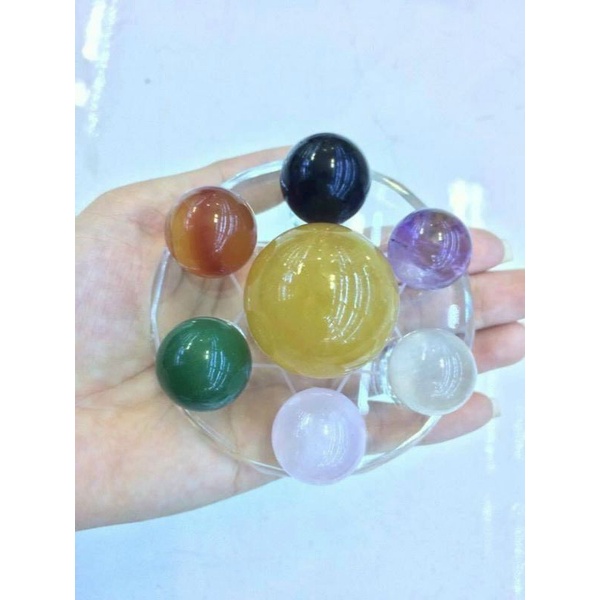 Quả cầu đá đen dùng thanh tẩy bài tarot, dùng phong thủy, bàn thờ Thần tài, bàn làm việc, sưu tầm