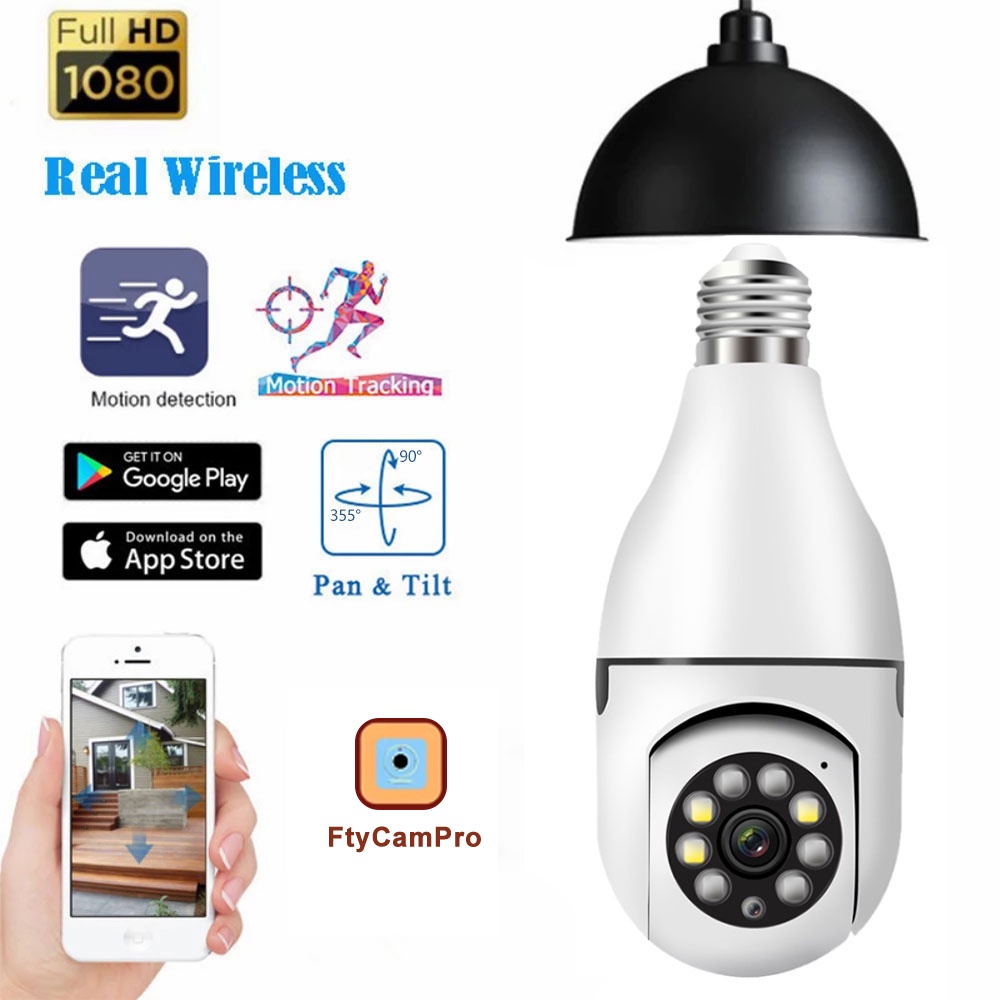 Camera Giám Sát 1080P Hd E27 Không Dây 360 Độ Camera An Ninh Wifi Ptz Zoom Kỹ Thuật Số Full Tầm Nhìn Ban Đêm Bóng Đèn camera Chống Nước Camera Quan Sát