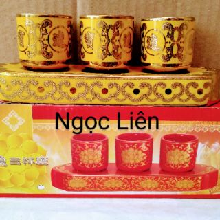 BỘ 3 ly ,5 LY CÚNG 3D VÀNG RỒNG [loại 1]