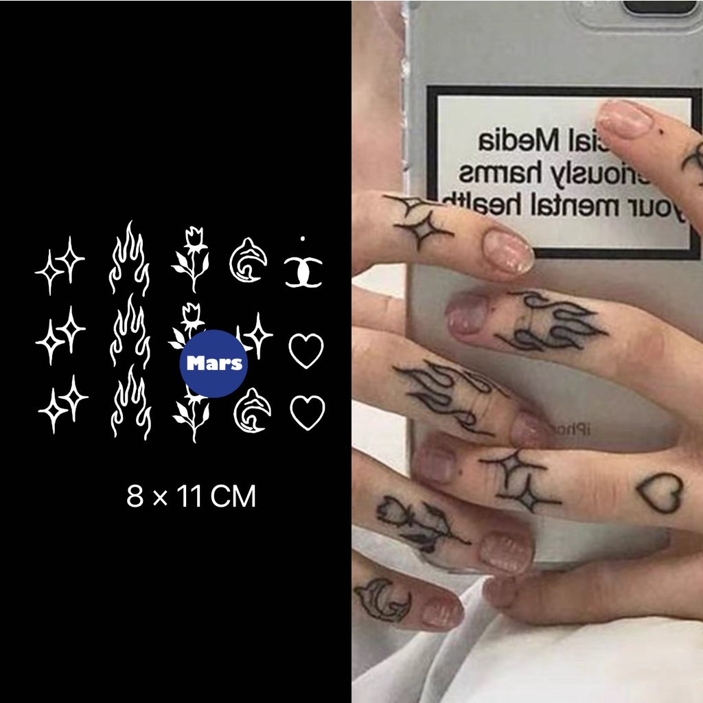 [Mars] Hình Xăm Dán Ngón Tay Giả Lửa Ngôi Sao Bán Vĩnh Cửu Công Nghệ Mới Lâu Trôi 2 Tuần X094