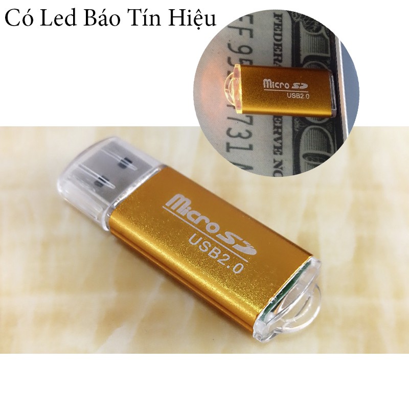 Đầu đọc thẻ nhớ Micro SD 2.0 Vỏ nhôm, Có Led Báo Tín Hiệu