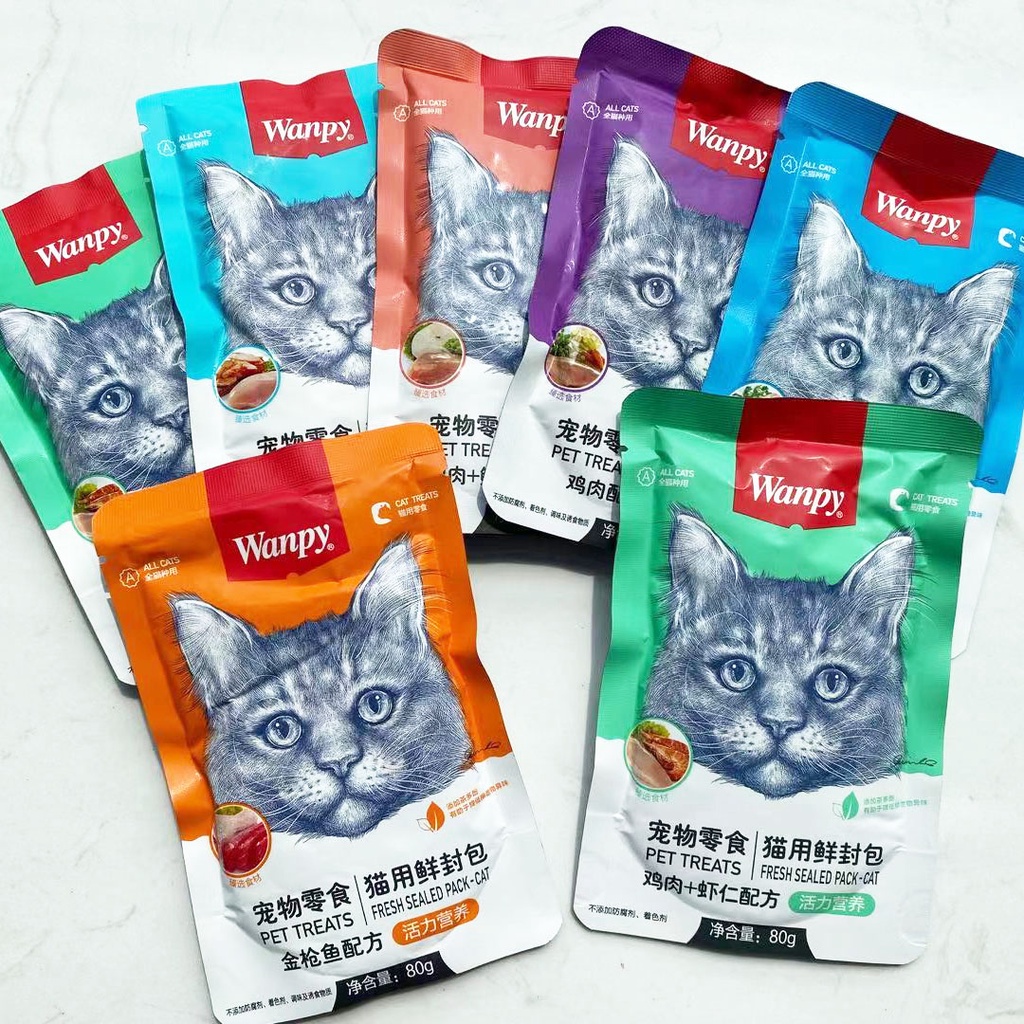 10 gói Thức Ăn Cho Mèo Pate Wanpy 80g