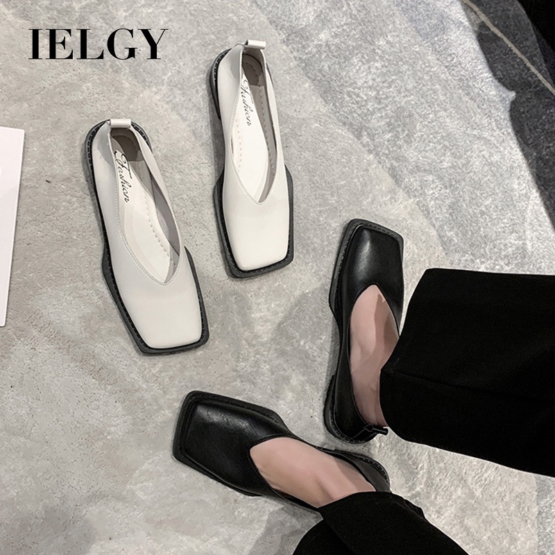 Giày búp bê IELGY mũi vuông chống trượt phong cách retro thời trang