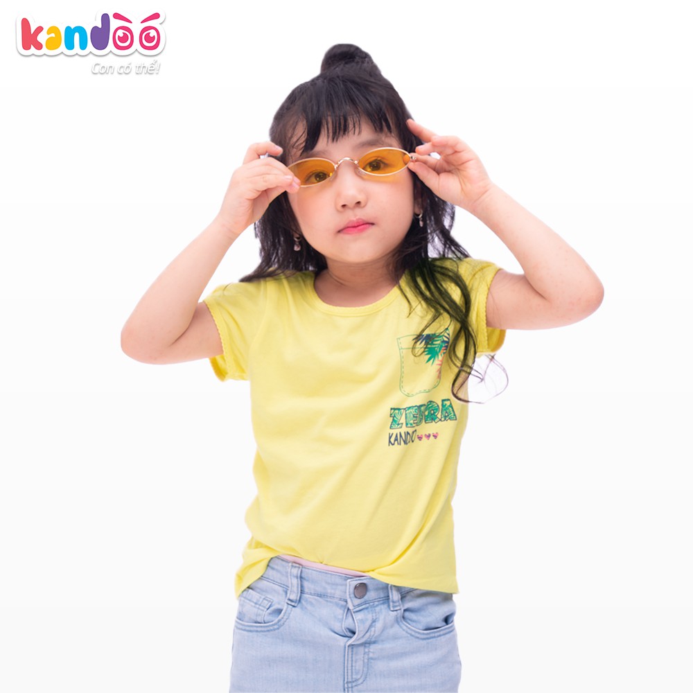 Áo T-shirt bé gái KANDOO màu vàng hoàng yến, in hình đáng yêu, chất liệu cotton cao cấp mềm mịn, thoáng mát - DGTS1736