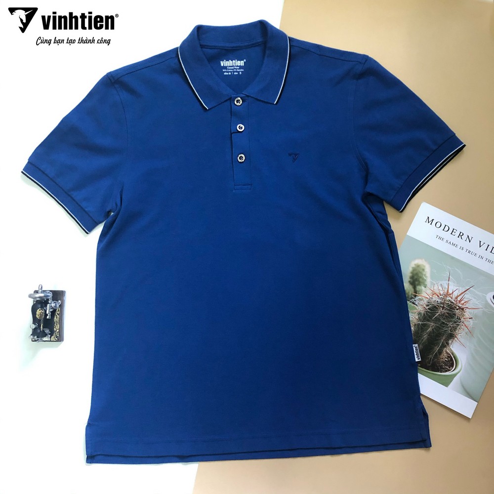Áo Thun Polo Viền Cổ Slimfit Vĩnh Tiến 299 - F005 - Xanh Navy