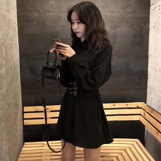 Váy Sơ Mi Dáng Dài Kèm Đai Chiết Eo SIXTEEN.