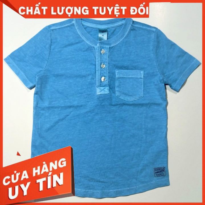 Mã giảm (VIZE07709) áo thun bé trai tay ngắn VNXK💖bao đổi trả💖hiệu OSHKOSH 100% cotton áo cổ trụ có đính nút