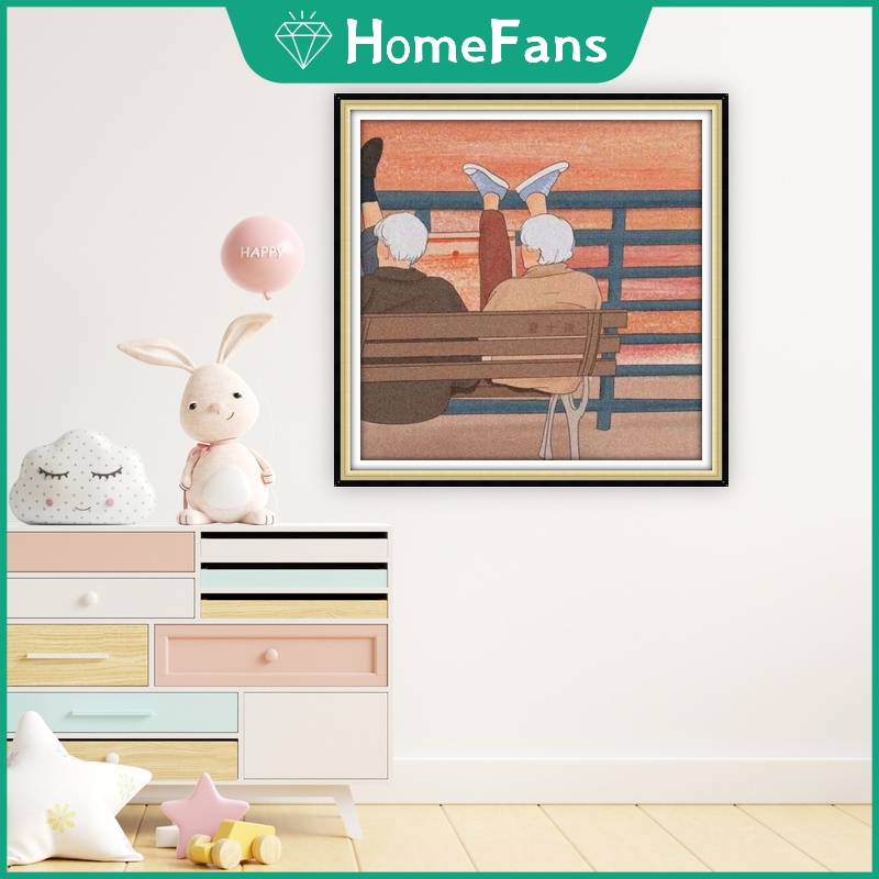 Bộ Tranh Đính Đá 5D Tự Làm 30x30cm / 40x40cm / 50x50cm Hình Cặp Đôi Lãng Mạn Trang Trí Nhà Cửa