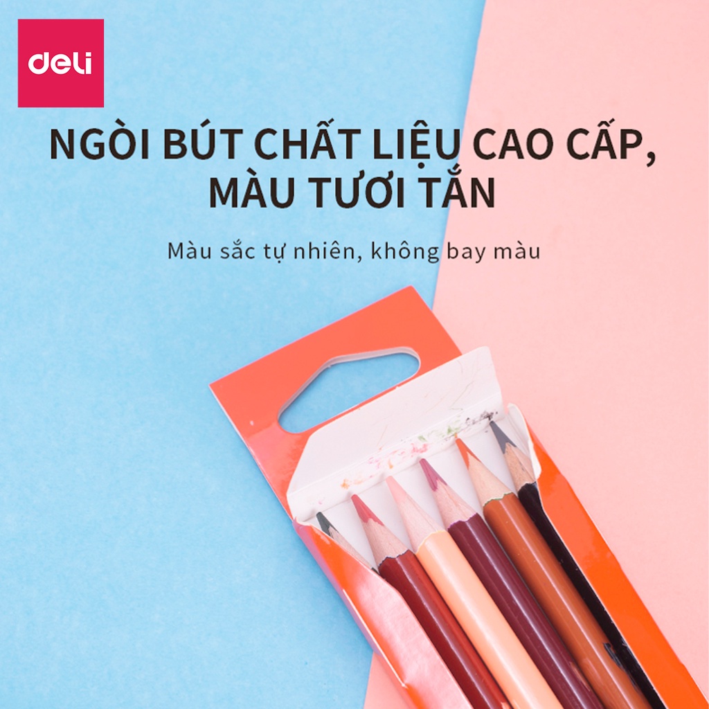 Bộ Bút Chì Màu Colorun Deli - 6 Cây 2 Đầu 12 Màu