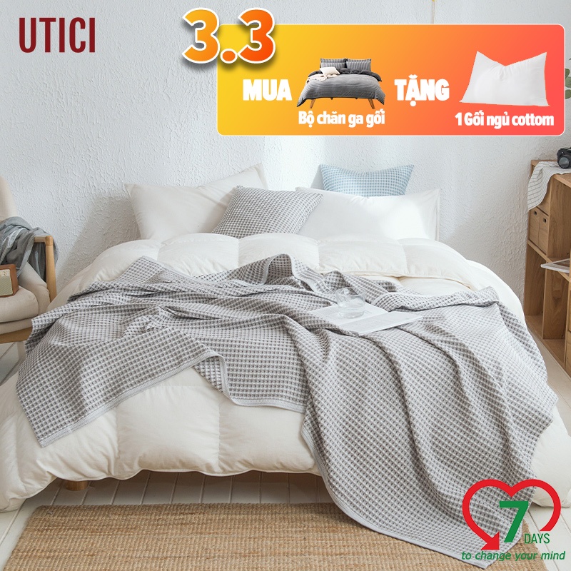 UTICI chăn cotton waffle, chăn ghế sofa, thoải mái và mềm mại, chăn ngủ trưa văn phòng, sofa blanket