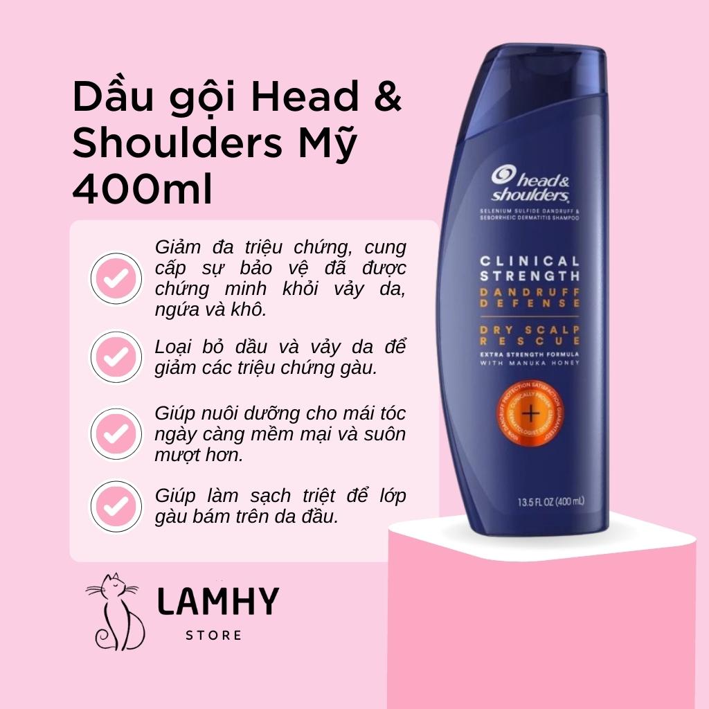 Dầu gội Head Shoulders Mỹ 400ml, dầu gội Head and Shoulders Clinical Strength sạch gàu, ngăn ngừa gàu hết ngứa