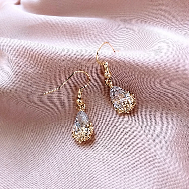 Bông Tai Đính Pha Lê Nhân Tạo Phong Cách vintage Lãng Mạn Cho Nữ