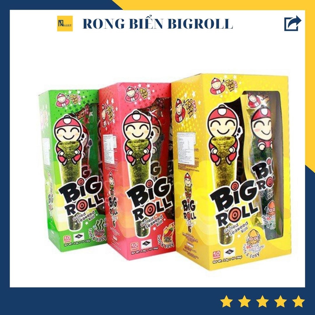Snack Rong Biển Nướng Giòn Cậu Chủ Taokaenoi Big Roll Vị Truyền Thống ( 12 Gói / Hộp)