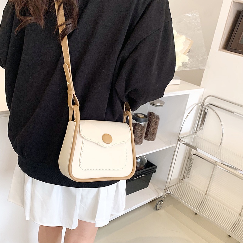 Túi IELGY đeo chéo thời trang hình vuông nhỏ màu sắc tương phản dễ phối đồ cho nữ